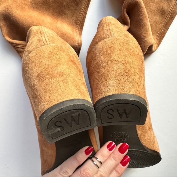 STUART WEITZMAN Hinterland Tan Suede Block Heel Over The Knee Boot 9.5 - Picture 12 of 17